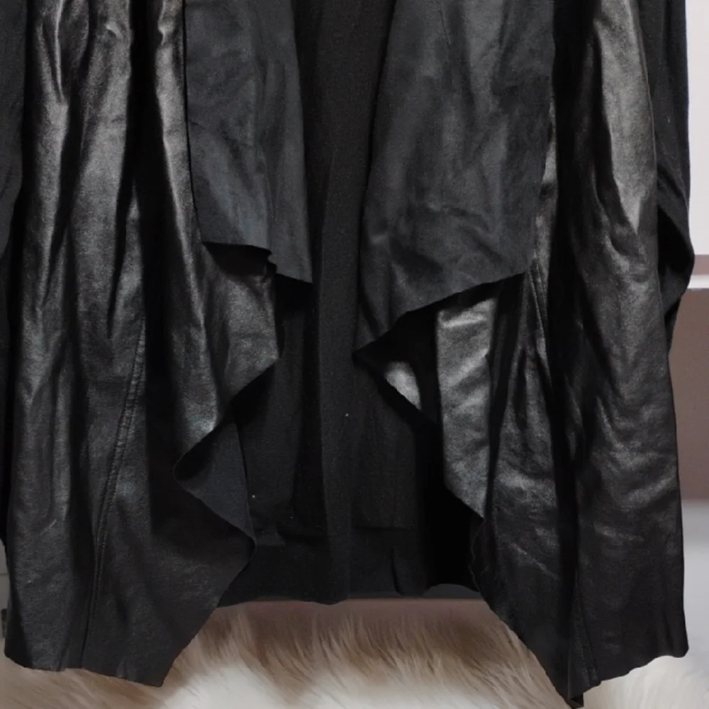 (BX10) SALE! New Michael Kors Black Faux Suede/Leather Women's Drapey Top